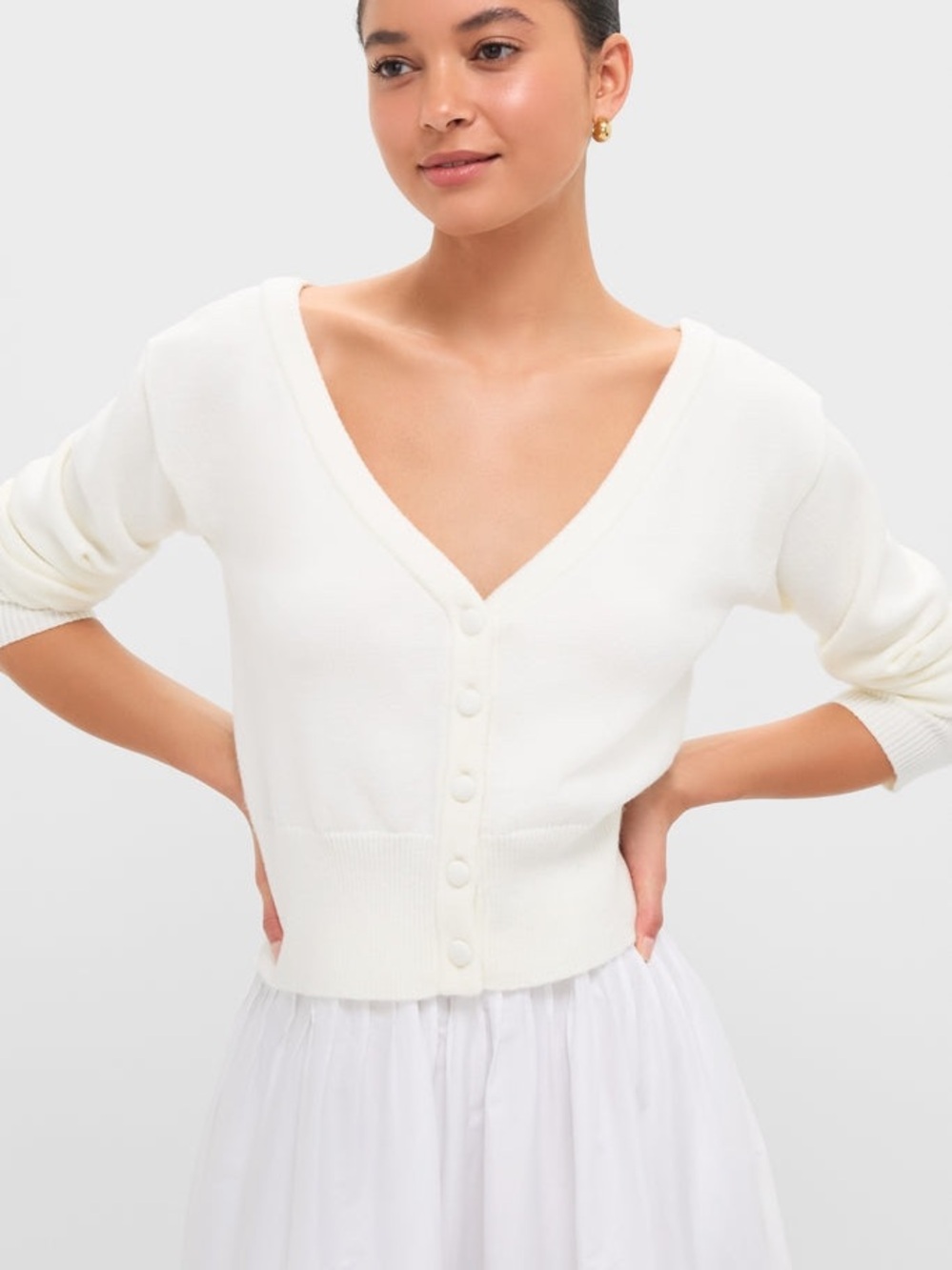 Tuckernuck Ivory Off the Shoulder Stevens Cardigan Sz S Minimalist Balletcore